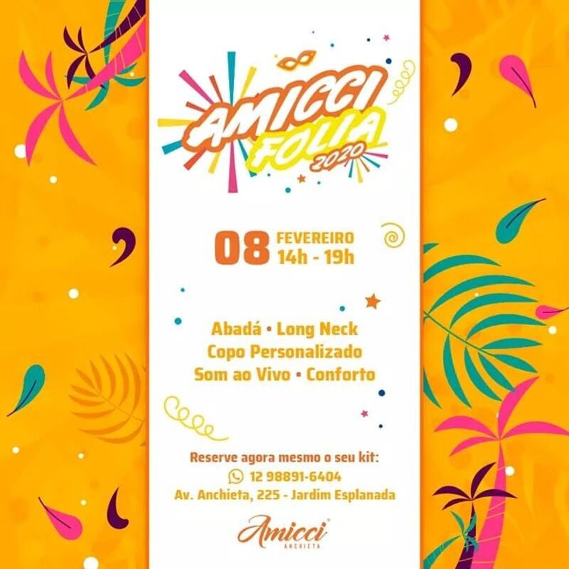 Tem “Amicci Folia” neste sábado (8) em São José